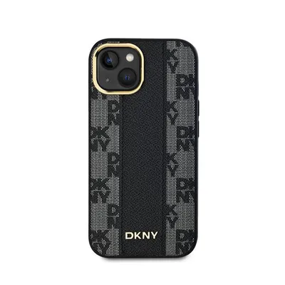Produktbild von DKNY DKHMP15SPCPVSLK iPhone 15 / 14 / 13 6.1" schwarz hardcase Leather Checkered Mono Pattern MagSafe Schutzhülle