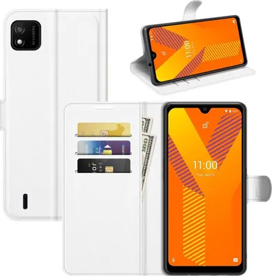 Productafbeelding van König Design hoesje, compatibel met Wiko Y62, kunstleren telefoonhoesje - telefoonhoesje, wit