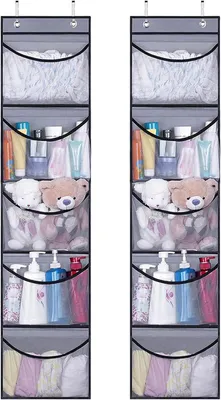 Produktbild von 2 Tür-Organizer – 130 x 32,5 cm – Netztaschen + Haken – Badezimmer/Kleidung