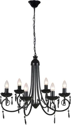 Image de Lustre suspendu Noir 6 douilles d'ampoule