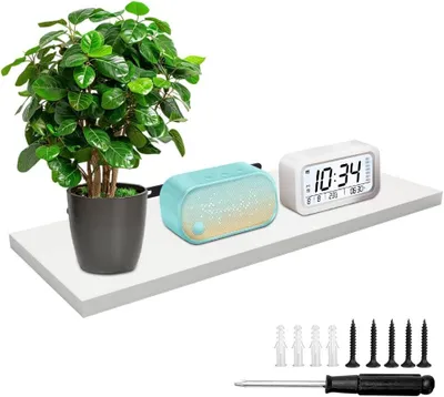 Immagine prodotto di Mensole a parete in legno, colore bianco, 40 cm, adatte per soggiorno e cucina