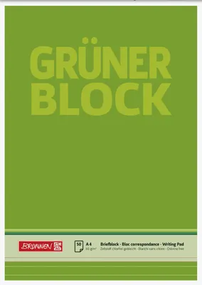 Image de BRUNNEN 1052637 Bloc-notes "Bloc vert", A4, 50 feuilles / 100 pages, linéature 21, vert