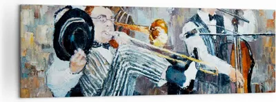 Produktbild von Bild auf Leinwand - Leinwandbild - Jazz Musik Musiker - 160x50cm - Wand Bild - Wanddeko - Leinwanddruck - Bilder - Kunstdruck - Wanddekoration - Leinwand bilder - Wandkunst - AB160x50-3422