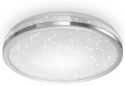 Image de B.K.Licht Plafonnier LED IReproduction étoilé I Platine LED 24W I 2200lm I blanc neutre 4000K I finition chrome I Ø380mmm I éclairage plafond