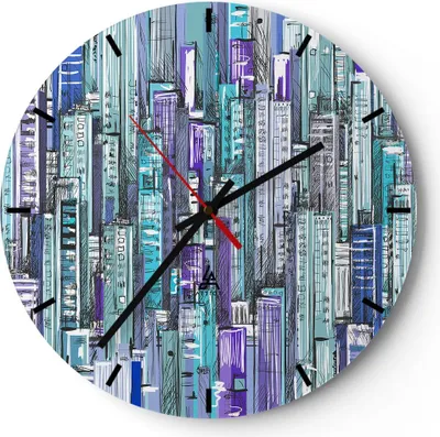 Produktbild von Wanduhr - Rund - Glasuhr - Abstraktion modern - 30x30cm - Schleichendes Uhrwerk - Lautlos - zum Aufhängen bereit - Dekoration Modern - Wanddekoration aus Glas - C3AR30x30-3857