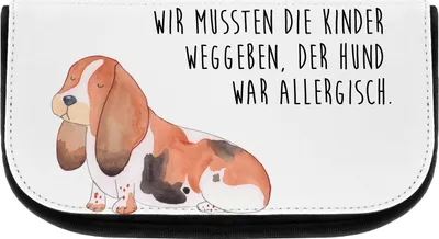 Produktbild von Mr. & Mrs. Panda Kosmetiktasche Hund Basset Hound - Weiß - Geschenk, kosmetiktäschchen, Necessaire, kosmetik organizer, kulturtäschchen, Sprüche, Süß, Waschbeutel, Lustig