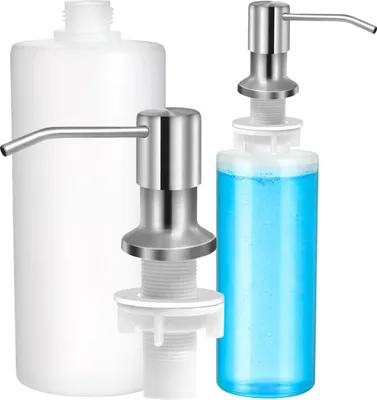 Immagine prodotto di Dispenser per detersivo in acciaio inox per lavello, 350 ml, argento