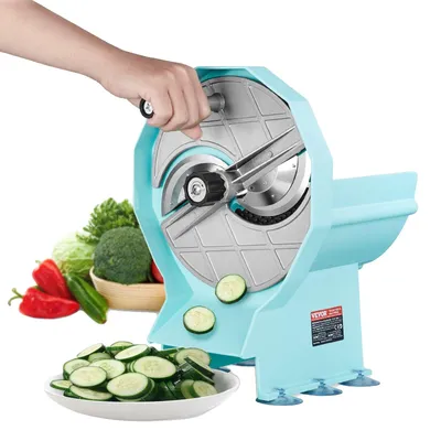 Immagine prodotto di VEVOR Affettatrice manuale per frutta e verdura, spessore 0-12 mm, Affettatrice commerciale regolabile, Doppia apertura di alimentazione, Affettatrice per alimenti con lama in acciaio inox per cetrioli, limoni, pomodori