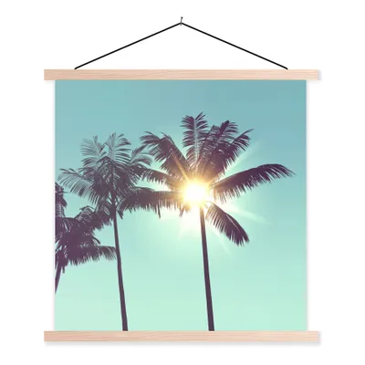Produktbild von MuchoWow® Textilposter Palmen - Sommer - Sonne 60x60 cm mit holzfarbenen Rahmen - Wanddekoration