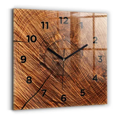 Obrázok produktu pre Wallfluent Hodiny - Sklenené Nástenné Hodiny - Tichý Quartz Strojček - Nástenná Dekorácia Spálňa Kuchyň - Čierna Ruky - 30x30 cm - Dekoratívne drevo