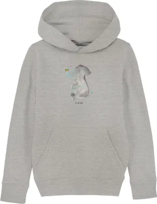 Produktbild von Mr. & Mrs. Panda Kinderpullover Elefant Biene 7-8 Jahre (122/128) - Heather Grey - Geschenk, Sweater, Liebe, Heiratsantrag, Sweatshirt, Kapuzenpullover, Kinderbekleidung
