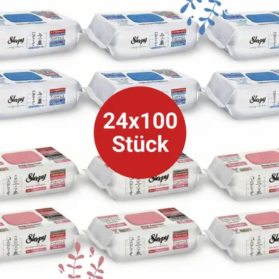 Produktbild von Sleepy Easy Clean Oberflächenreinigungstücher – 12x100 Pomelo + 12x100 Blau | Ohne Schrubben