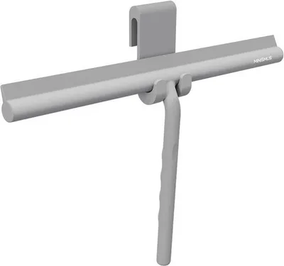 Image de Nettoyeur de douche en silicone - Nettoyeur pour parois de douche, cabines de douche, rigoles, salle de bains, carrelage - support inclus - aucun perçage nécessaire (33 cm, gris)
