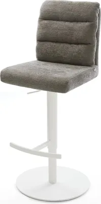 Produktbild von DELIFE Barstuhl Pela-Flex Bouclé Soft Schlamm Drehfuß höhenverstellbar Metall Weiß