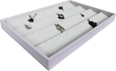 Produktbild von Vorlagebrett Schmuckkasten Schmucklade Schmuckdisplay Schaukasten für 56 St.Anhänger Piercring Ring weiss
