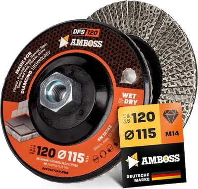 Produktbild von Amboss Diamant Fächerschleifscheibe 115mm K120 M14