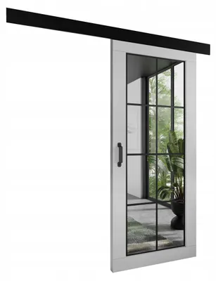 Produktbild von KierMoebel Schiebetür Komplettset ADIO 5, Wohnzimmer Schiebetür Weiß 96x205x3,2 cm