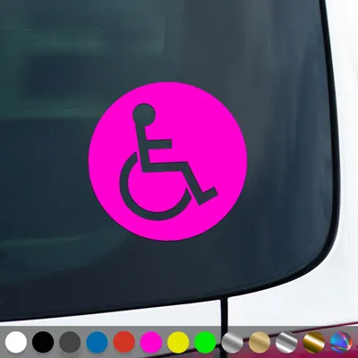 Produktbild von PantherPixel Rollstuhlfahrer Aufkleber Behindert Hinweis Rollstuhl Sticker Auto Geschenkidee Farbe Neon-Pink
