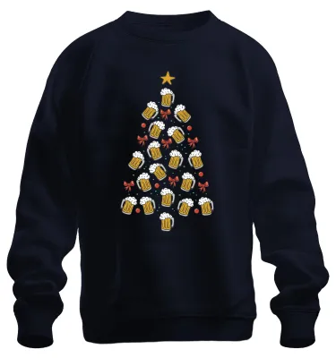 Immagine prodotto di Birra Albero di Natale Divertente - Regalo di Natale Maglione di Natale Unisex, Navy, L