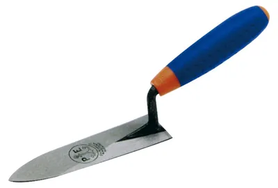 Productafbeelding van Cazzuolino met olijfbladvormig lemmet en rubberen handvat - 14 cm.