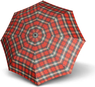 Produktbild von Knirps Taschenregenschirm Regenschirm Business Line Fiber T2 Duomatic Check Red rot