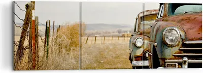 Produktbild von Bild auf Leinwand - Leinwandbild - Auto Alt Feld - 120x40cm - Wand Bild - Wanddeko - Wandbilder - Leinwanddruck - Bilder - Kunstdruck - Wanddekoration - Leinwand bilder - Wandkunst - CA120x40-0117