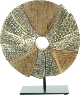 Produktbild von Skulptur Circle Mango Holz Aluminium silber Ø 24cm