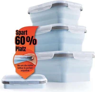 Image de GOURMETmaxx
Boîtes de conservation en silicone "Klick-it"
Lot de 4 pièces, faciles à plier et à empiler
