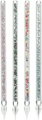Productafbeelding van Baluue decoratieve glasveer - 4-delig - Schrijfpen met spiraalpunt - Handgemaakte meerkleurige glazenstift voor elegant