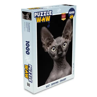 Obrázek produktu pro MuchoWow® Puzzle 1000 dílků Kočka - Sphynx - Černá - Hračky - Pro malé i velké - Hry - Skládačky