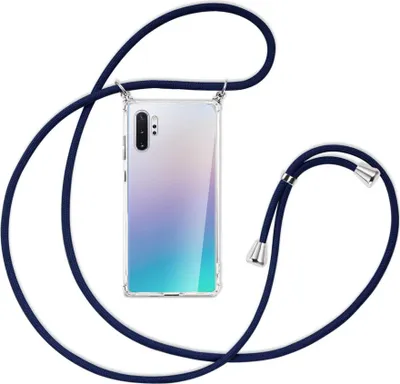 Produktbild von Handykette Backcover-Schutzhülle mit Band (Metall silberfarben) für Samsung Galaxy Note 10 Plus - dunkelblau