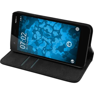 Produktbild von PhoneNatic Kunst-Lederhülle kompatibel mit  Nokia 2 - Book-Case schwarz Cover