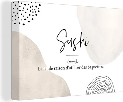 Produktbild von OneMillionCanvasses® - Leinwandbilder - 140x90 cm, Sushi - Sprichwörter - Zitate - Wörterbuch - Sushi Definition, Wandbilder Kunstdruck Wanddekoration - Foto auf Leinwand - Gemälde