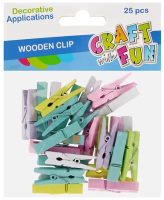Imagen del producto de Clips de madera en colores pastel, 25 unidades, 3,5 cm, CRAFT WITH FUN 555404