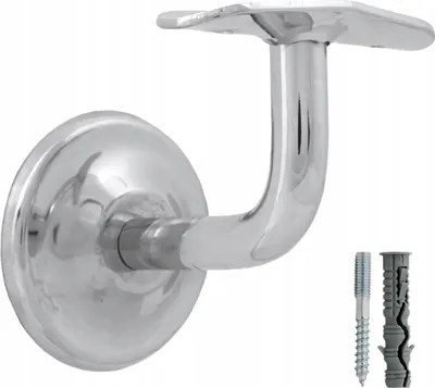 Produktbild von Geländerhalterung - Montageset - Chrom - Verchromt Metall - für Treppengeländer - für Runde Geländer