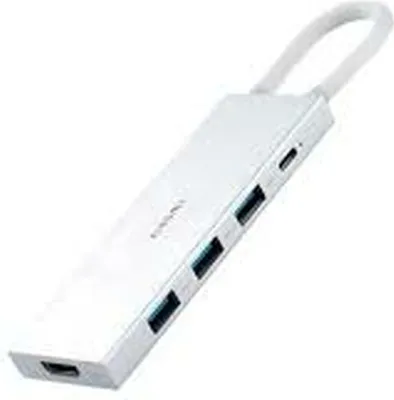 Imagen del producto de Base de conexión/replicador de puertos para portátil Xiaomi XMDS05YM. Conexión por cable USB 3.2 Gen 1 (3.1 Gen 1) de tipo A + tipo C. Color: blanco