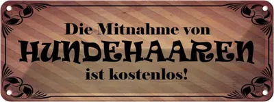 Image de vianmo Plaque en tôle 10x27 cm Mitnahme Hundehaare kostenlos