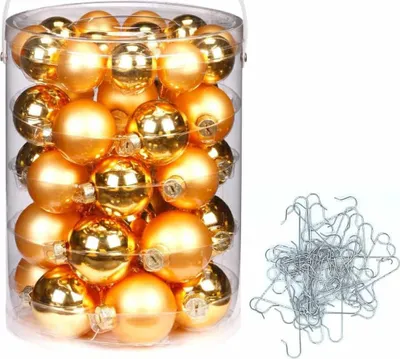 Produktbild von Weihnachtskugeln 44 Stk 4,5,6cm inkagold + Aufhänger