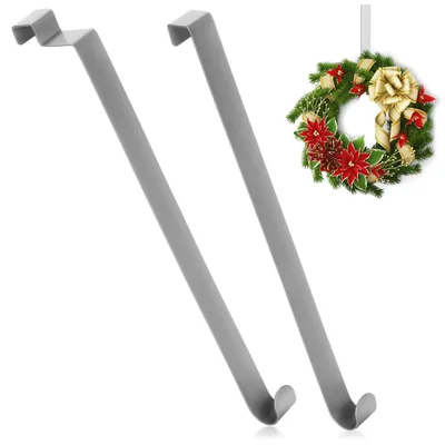 Produktbild von 2x Türhaken aus Edelstahl – 26 cm lange Haken für Türkränze und Dekorationen – Haken für Innen- und Außentüren – Kleiderhaken