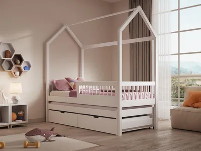 Obrázek produktu pro Dvoulůžková postel domeček 80x180 LAFRIA 2 - bílá