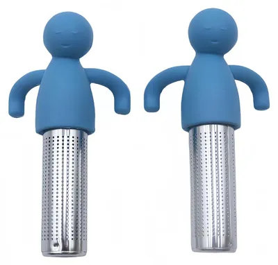 Tee-Ei Figur 2er-Set, Silikon & Edelstahl, für losen Tee