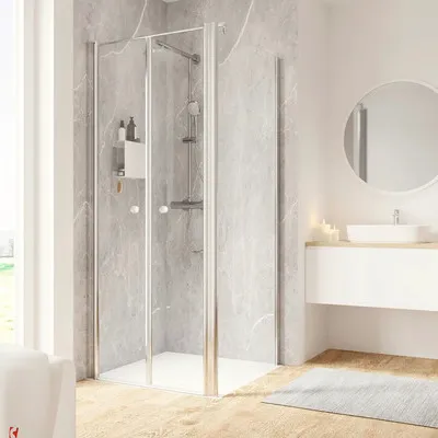 Produktbild von SCHULTE Duschtür mit Seitenwand und Pendeltür Garant 2.0 ExpressPlus 80 x 80 x 200 cm Profil chrom Klarglas schmutzabwei