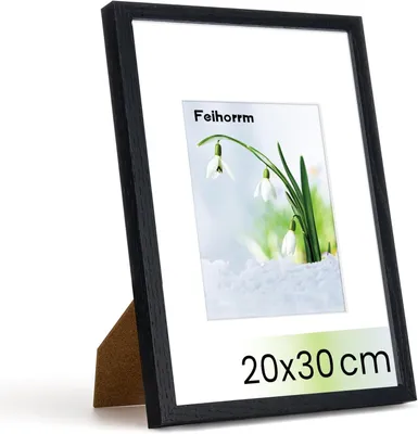 Immagine prodotto di Cornice per foto da 20x30 cm, nera, in legno, con vetro di sicurezza, ideale per la casa