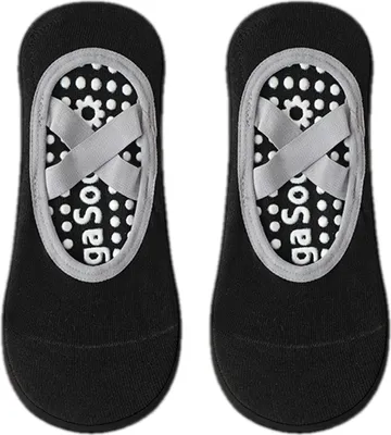 Produktbild von Paar Yoga-Bootsocken, rutschfeste Unterseite aus Silikon, einfarbig, hohe Elastizität, Schweißabsorption, Pilates-Socken für Erwachsene, Heim-Tanz-Übungssocken, Einheitsgröße, Schwarz
