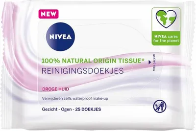 Immagine prodotto di NIVEA - Salviette detergenti - Lenitive - Pelle secca - Rimuovono il trucco waterproof - 25 salviette - 1 pezzo