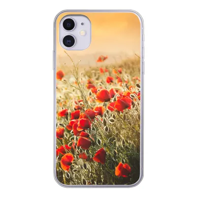 Produktbild von MuchoWow® Handyhülle Schutzhülle Hülle für iPhone 11 Sonnenstrahlen über einem Mohnblumenstrauß Silikon Softcase Handy Hülle - Handytasche