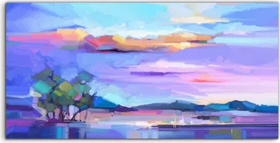 Produktbild von Coloray Acrylbild 140x70  Wandbild Acrylbilder Deko Bäume malen Wasser Himmel bunte