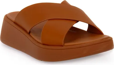 Produktbild von FitFlop F-Mode Leder-Plateau-Kreuzsandalen BEIGE 40