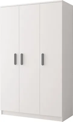 Produktbild von Drehtürenschrank, Kinderkleiderschrank 120 cm Weiß/Weiß, graue Griffe JONAS I 19