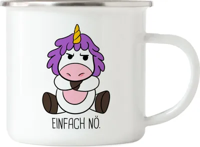 Produktbild von Einfach Nö Emaille Tasse Lustig Einhorn unhöflich Spruch Geschenk Kollege Kollegin Büro-Tasse